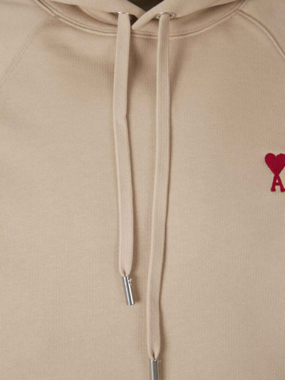 Shop Ami Alexandre Mattiussi Ami Paris Embroidered Logo Hoodie In Crema
