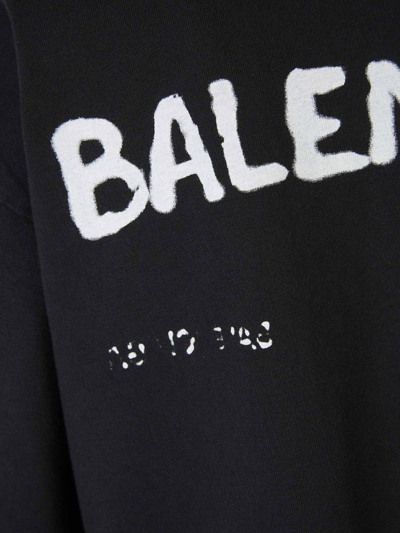 Shop Balenciaga Printed Cotton T-shirt In Negre