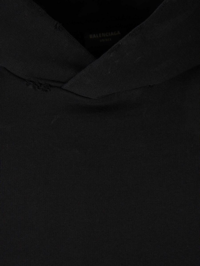 Shop Balenciaga Printed Hood Sweatshirt In Negre
