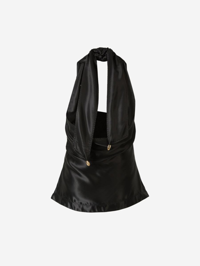 Shop Bottega Veneta Flowy Draped Top In Negre