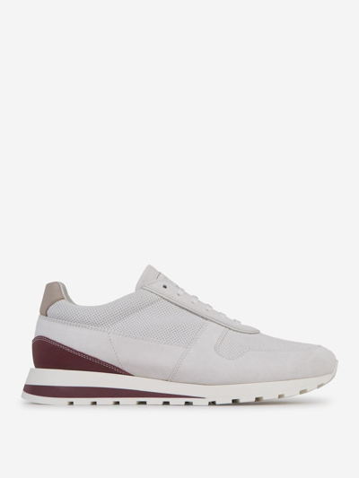 Shop Brunello Cucinelli Suede Leather Sneakers In Gris Clar