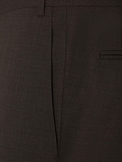 Shop Canali Classic Wool Trousers In Dark Brown