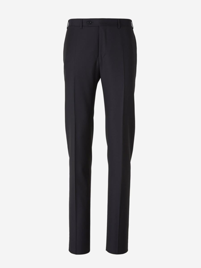 Shop Canali Wool Suit In Night Blue Colour