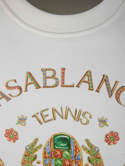 Shop Casablanca Round Neck Sweatshirt In Blanc