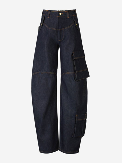 Shop Darkpark Cargo Rosalind Jeans In Blau Denim