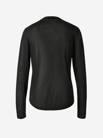 Shop Dorothee Schumacher Semi-transparent Knitted Blouse In Negre