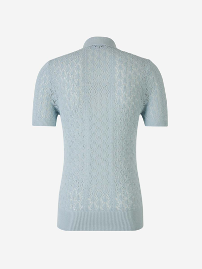 Shop Dsquared2 Cotton Knit Polo In Blau Cel