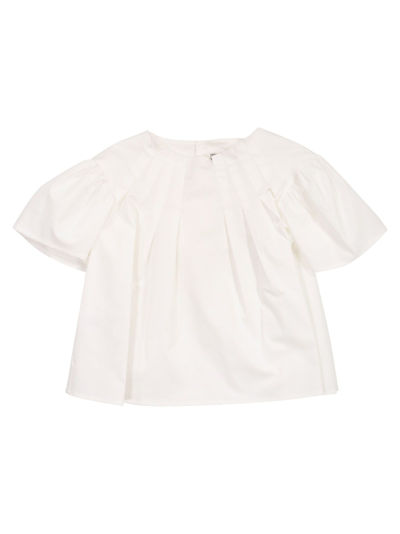 Shop Il Gufo Cotton Satin Shirt In White
