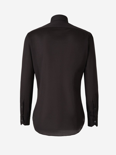 Shop Fray Cotton Piqué Shirt In Black