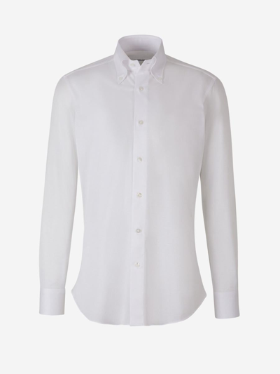 Shop Fray Cotton Piqué Shirt In White
