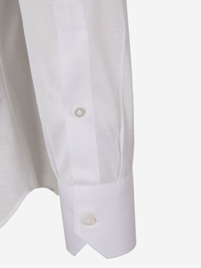 Shop Fray Cotton Piqué Shirt In White