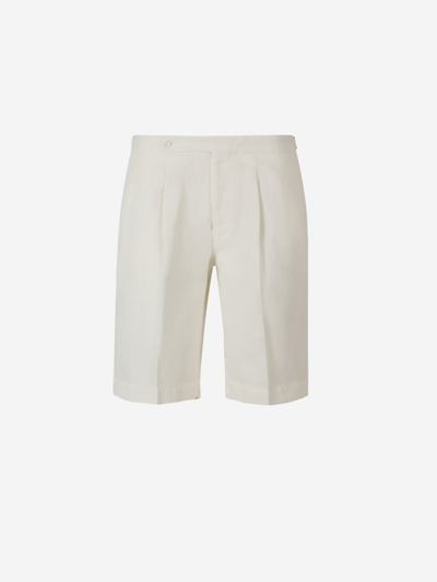 Shop Incotex Cotton And Linen Bermuda Shorts In White