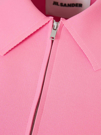 Shop Jil Sander Oversized Zipper Polo In Rosa