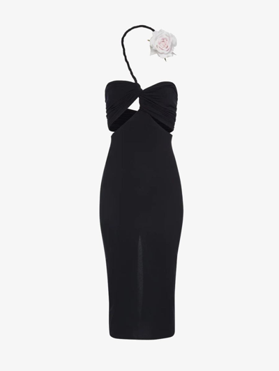 Shop Magda Butrym Flower Midi Dress In Negre