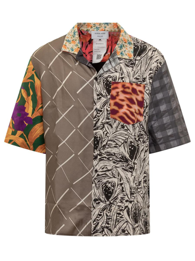 Marine Serre One-of-a-kind Regenerated Silk S/s Shirt In Multicolor