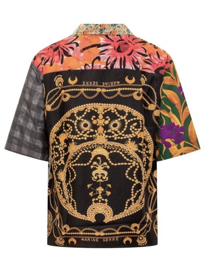 Marine Serre One-of-a-kind Regenerated Silk S/s Shirt In Multicolor