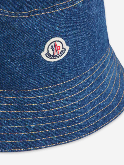 Shop Moncler Denim Logo Fisherman Hat In Embroidered Logo Patch On The Front