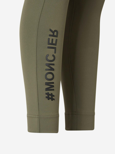 Shop Moncler Grenoble Technical Knit Leggings In Verd Militar
