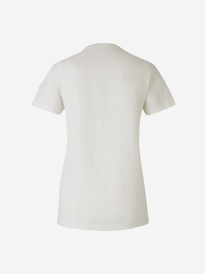 Shop Moncler Patch Cotton T-shirt In Blanc