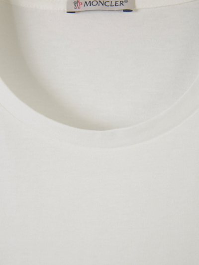 Shop Moncler Patch Cotton T-shirt In Blanc