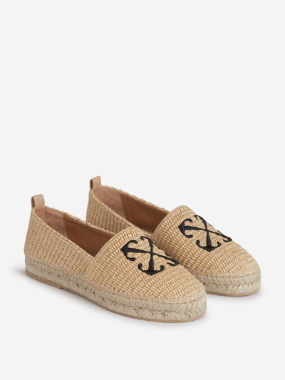 Shop Off-white Arrow Raffia Espadrilles In Camel