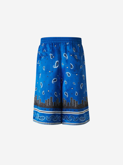 Shop Off-white Bandana Printed Bermuda Shorts In Blau Marí