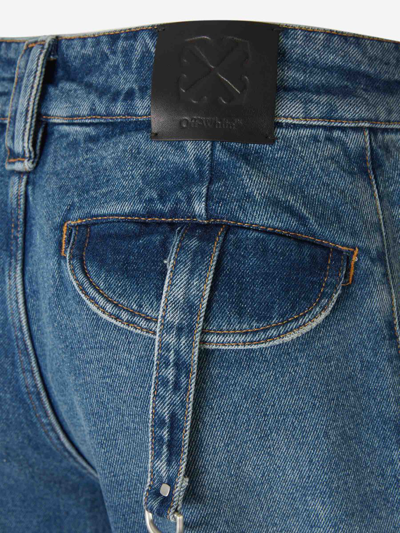 Shop Off-white Cotton Cargo Jeans In Blau Denim