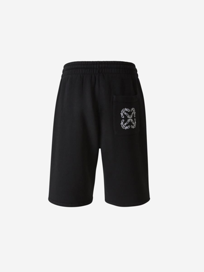 Shop Off-white Cotton Logo Bermuda Shorts In Negre