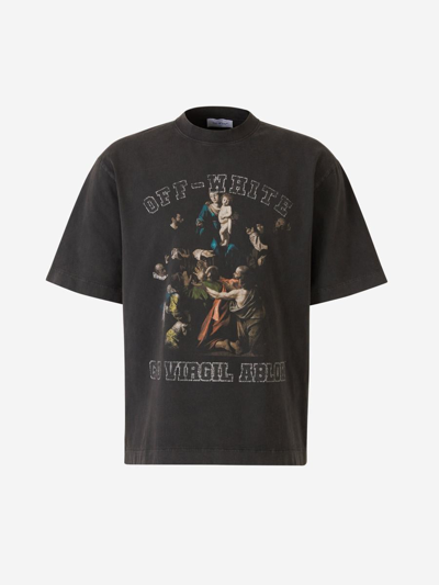 Shop Off-white Mary Skate Cotton T-shirt In Marró Fosc