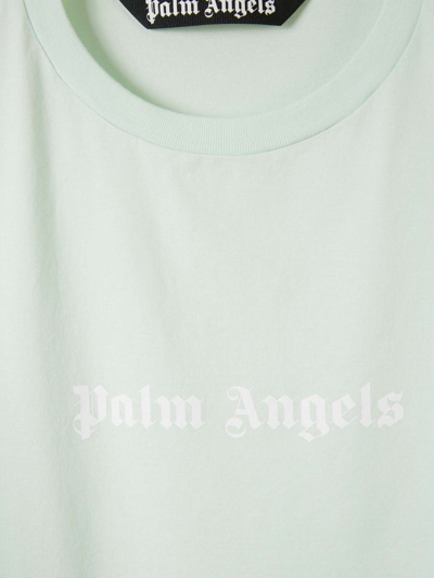 Shop Palm Angels Logo Cotton T-shirt In Verd Menta