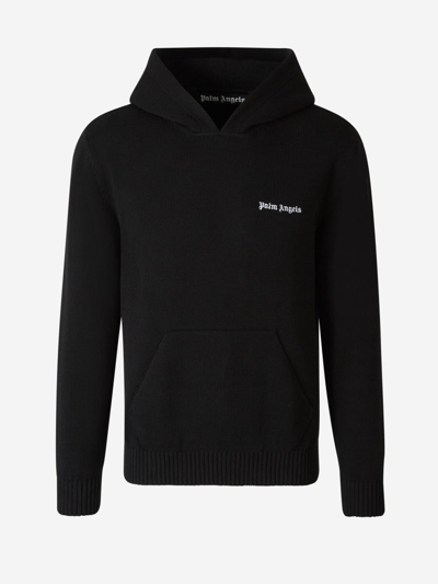 Shop Palm Angels Logo Knit Sweatshirt In Negre