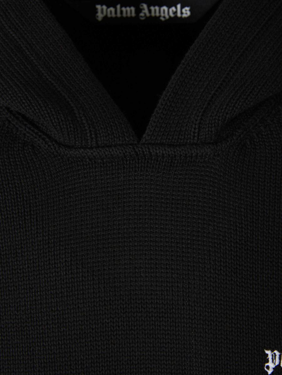 Shop Palm Angels Logo Knit Sweatshirt In Negre