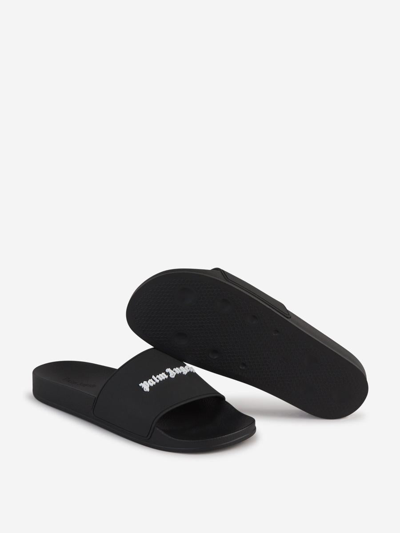 Shop Palm Angels Pool Logo Sandals In Negre