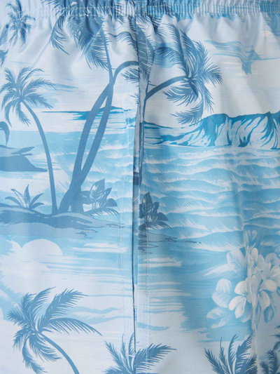 Shop Palm Angels Sunset Motif Swimsuit In Blau Cel