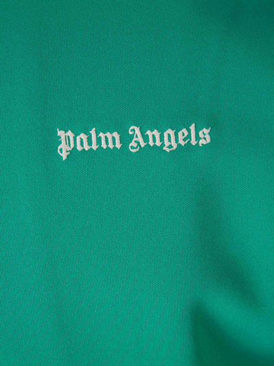 Shop Palm Angels Technical Zipper Sweatshirt In Contrast Embroidered Logo On The Front