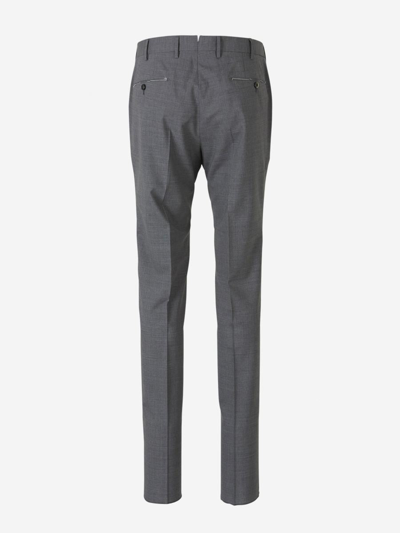 Shop Pt01 Formal Wool Trousers In Gris Clar