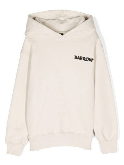 Shop Barrow Dove Hoodie With Logo And Lettering In Bianco