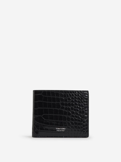 Shop Tom Ford Croco Leather Wallet In Croco Effect