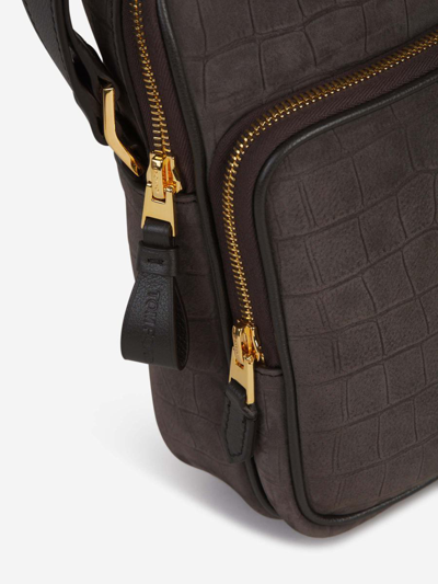 Shop Tom Ford Leather Shoulder Bag In Gris Antracita