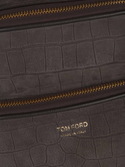 Shop Tom Ford Leather Shoulder Bag In Gris Antracita