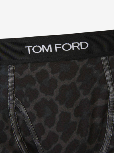 Shop Tom Ford Logo Cotton Boxer In Gris Antracita