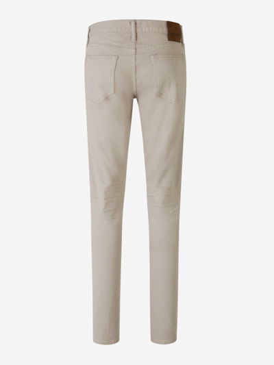 Shop Tom Ford Slim Cotton Jeans In Gris Clar