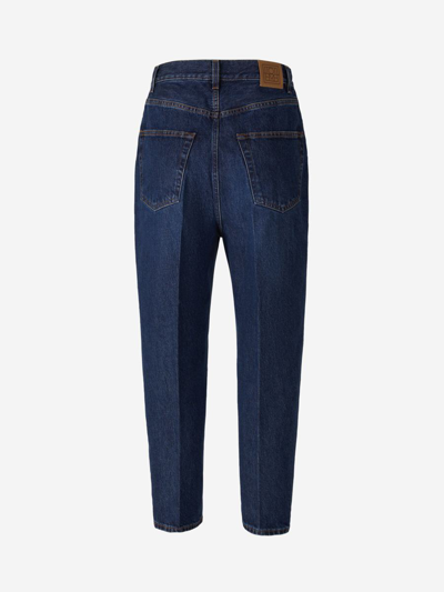 Shop Totême Cotton Tapered Jeans In Dark Denim Blue
