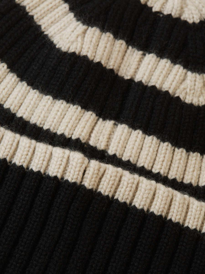 Shop Totême Horizontal Stripes Cap In Black Stripes And Light Sand