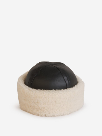 Shop Totême Two-tone Leather Hat In Negre