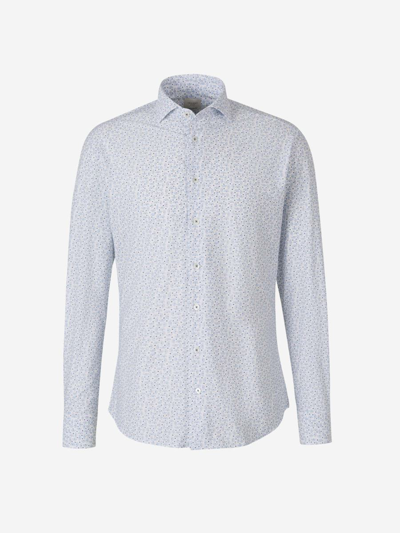 Shop Traiano Milano Geometric Motif Shirt In Denim Blue