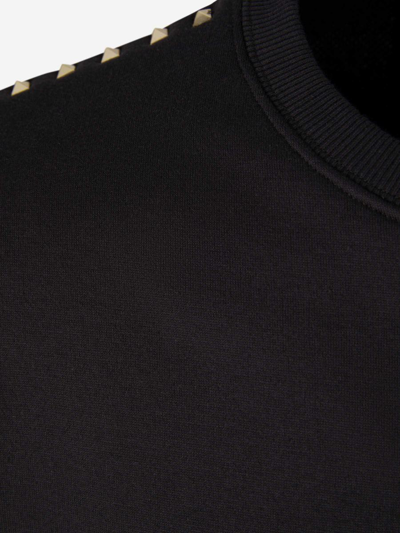 Shop Valentino Cotton Sweatshirt With Studs In Black