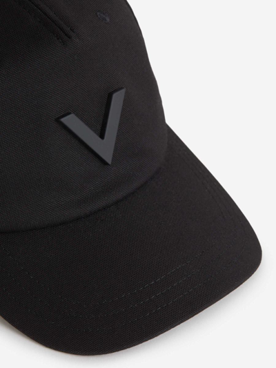 Shop Valentino Garavani Cotton V Cap In Negre