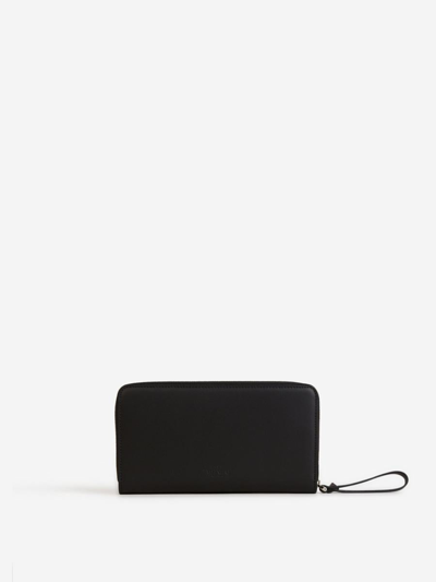 Shop Valentino Garavani Leather Logo Maxi Wallet In Black And White