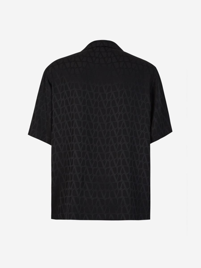 Shop Valentino Monogram Silk Shirt In Negre